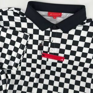 Redvanly Cedres Golf Polo Mens XL Tuxedo Black White Checkerboard Short Sleeve